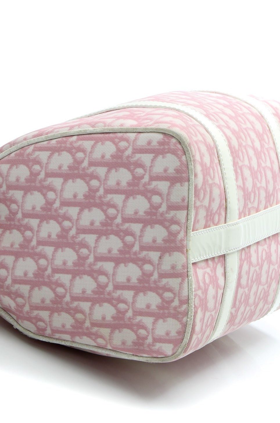 Dior Diorissimo Girly Boston Bag Pink White Canvas Patent Leather Vintage 2004 Small Handbag Dior