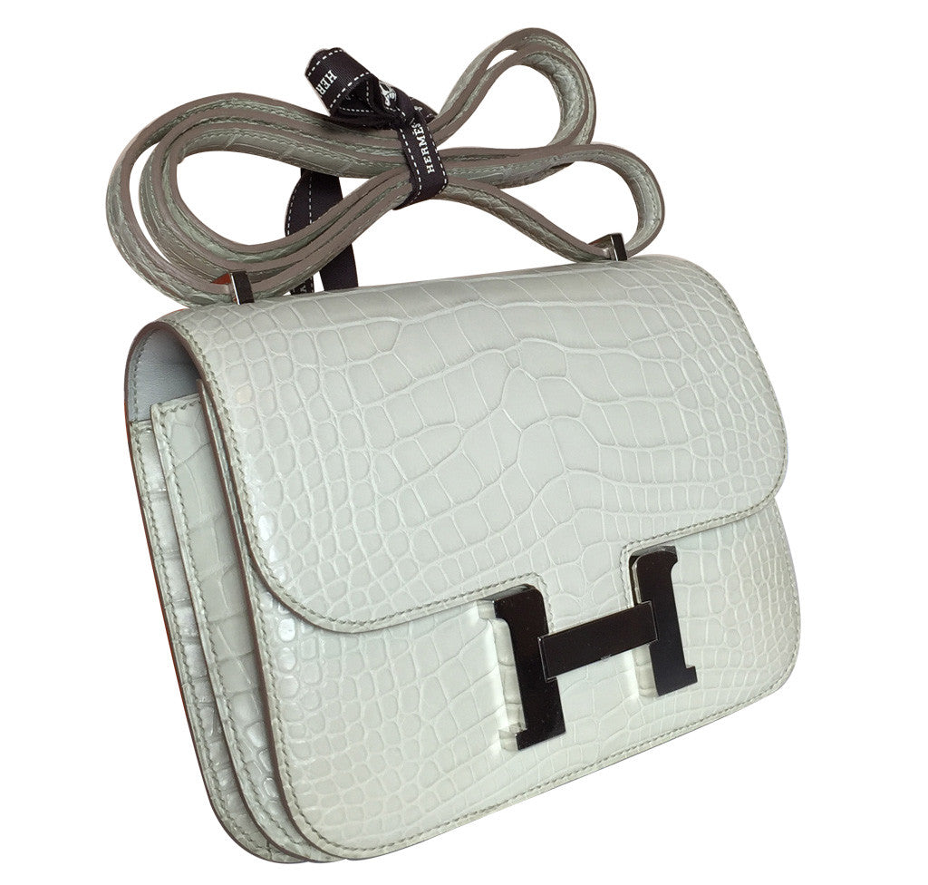 Hermes Constance 18 Bag Beton Alligator PHW Crowned Bag