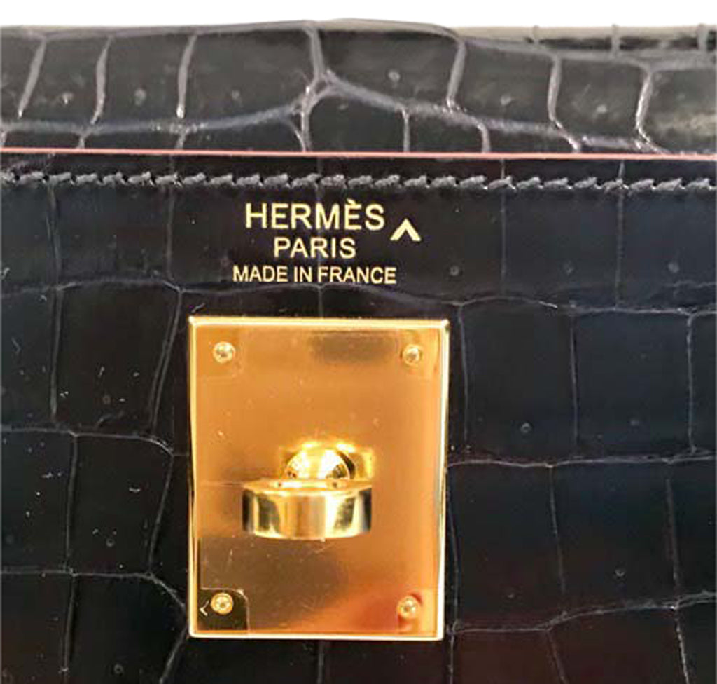 Hermès Kelly 32 Bleu Marine Crocodile Crowned Bag