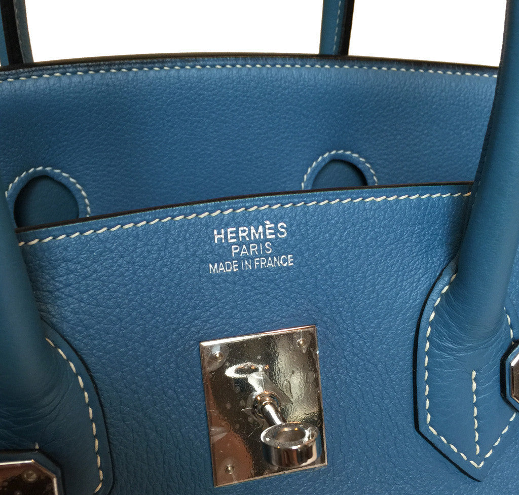 Hermès Blue Jean Birkin 35cm Bag PHW Crowned Bag