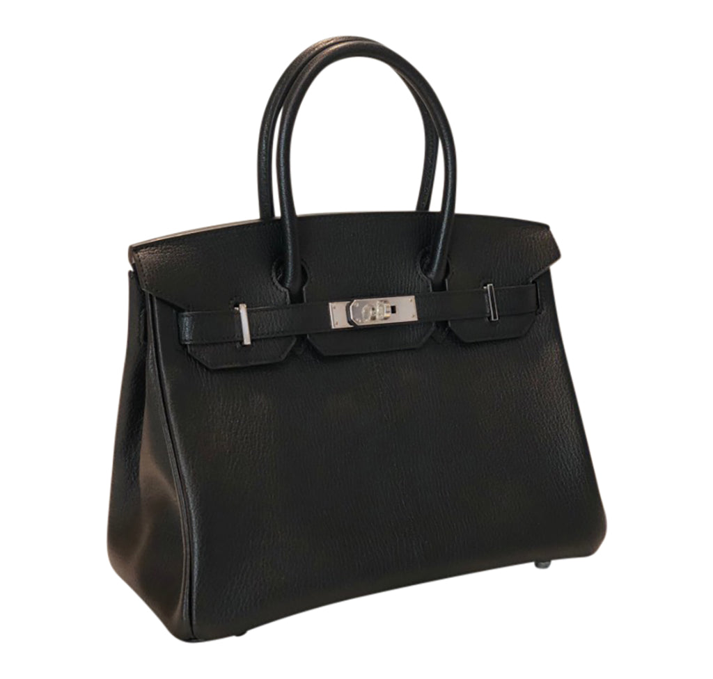 Hermès Birkin 30 Special Order Black/Gris Chevre PHW Crowned Bag
