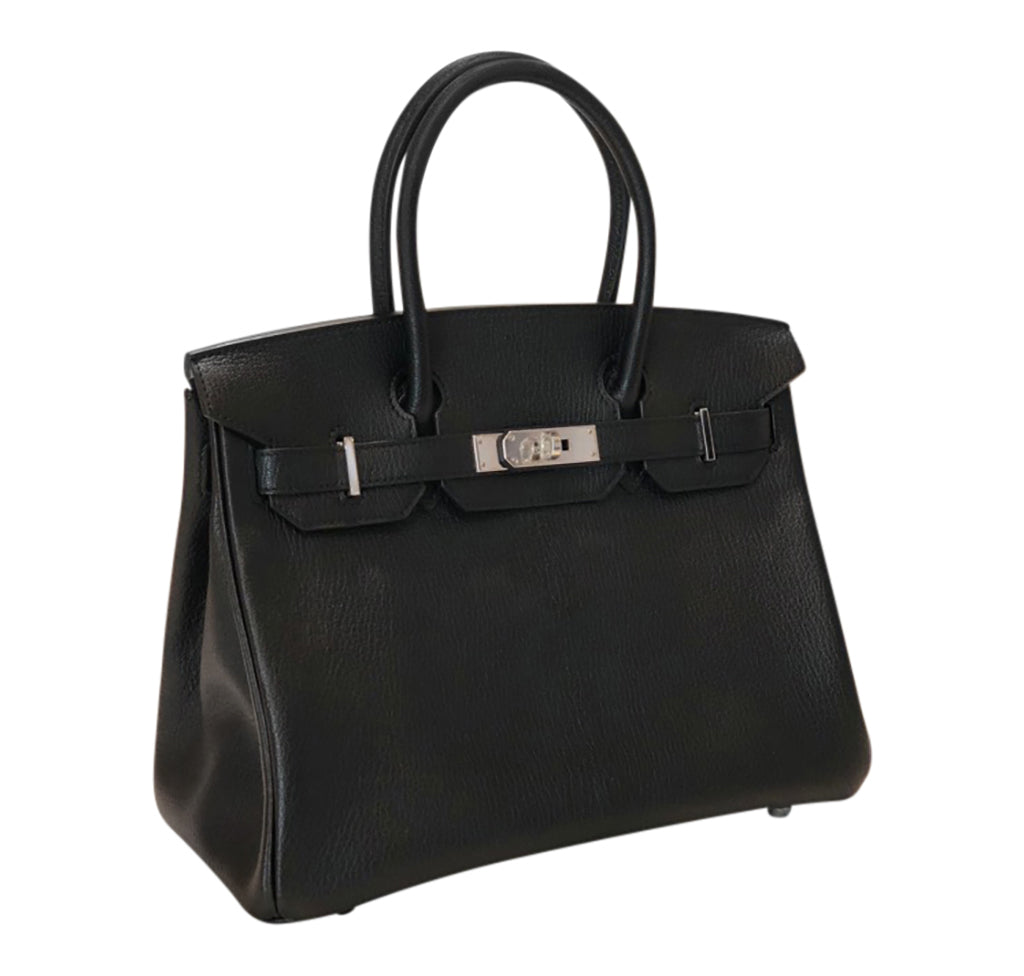 Hermès Birkin 30 Special Order Black/Gris Chevre PHW Crowned Bag
