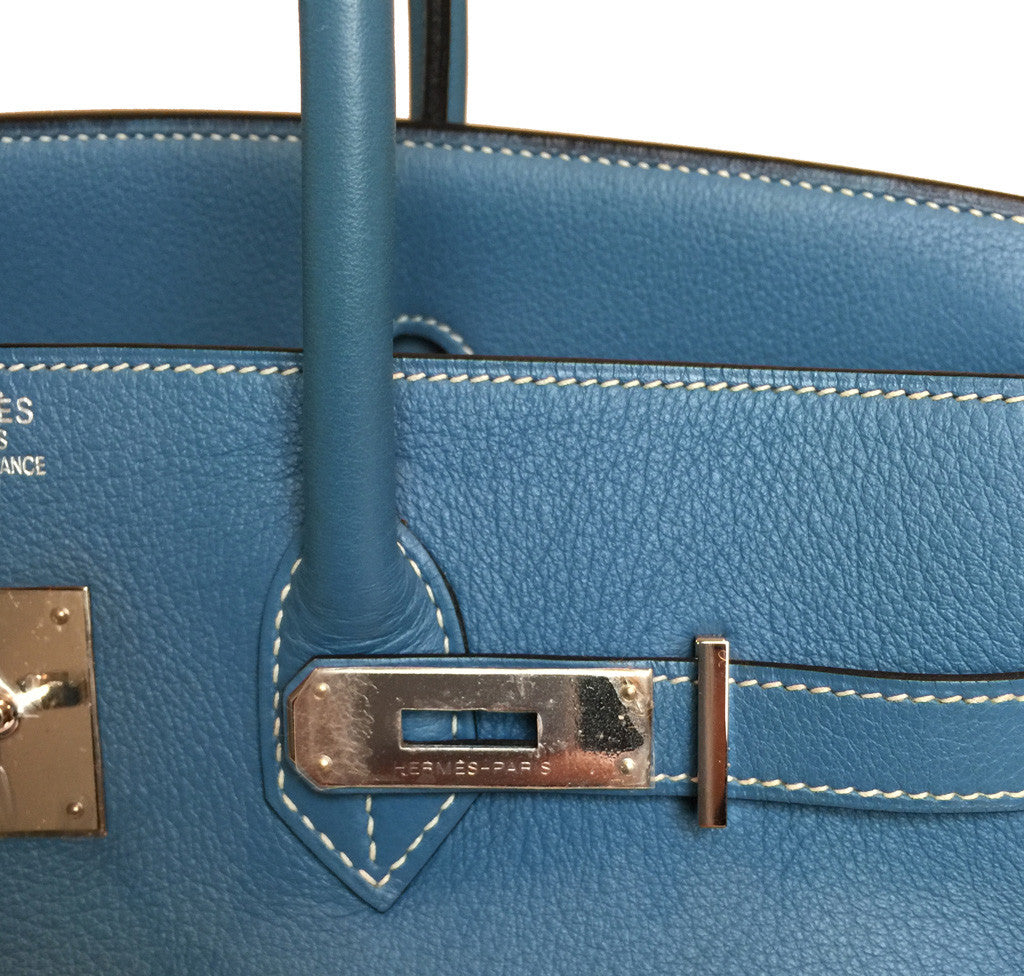 Hermès Blue Jean Birkin 35cm Bag PHW Crowned Bag