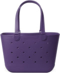Rubber Tote with Zipper Pocket for Travel, Pool, Boat, Groceries, Sports | English Violet