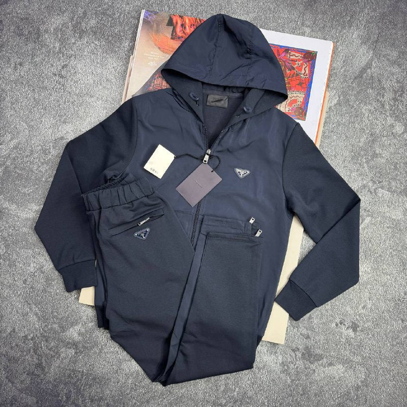 Prada Wool and Re-Nylon Tracksuit with a Hoodie Men's Women's in 2 Colors Reps Sale UK Best Quality Replica