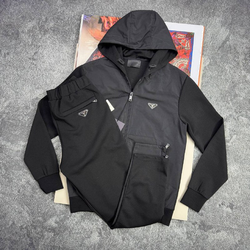 Prada Wool and Re-Nylon Tracksuit with a Hoodie Men's Women's in 2 Colors Reps Sale UK Best Quality Replica
