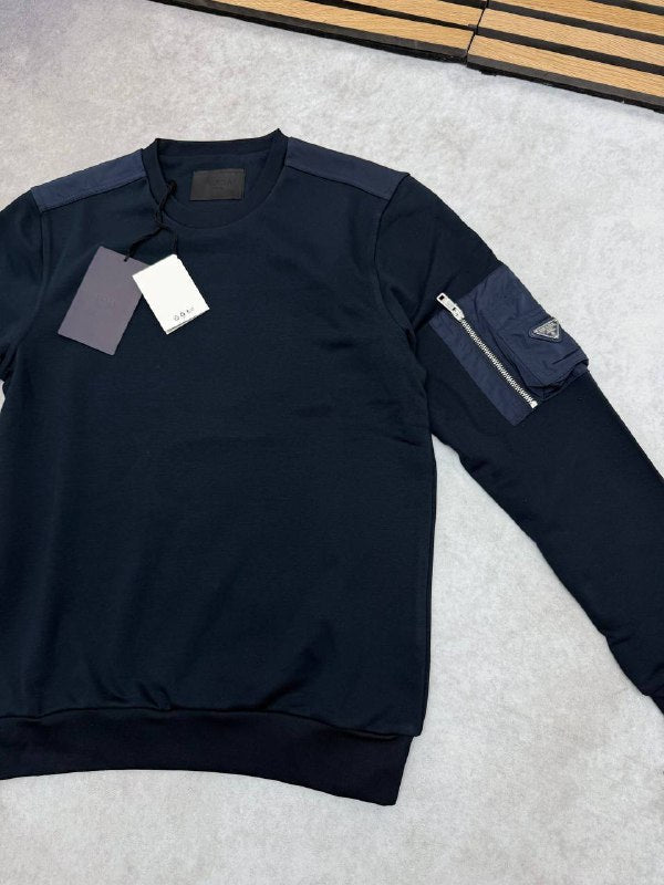 Prada Cotton Fleece And Re-nylon Men's Women's Jumper in 2 Colors Reps UK Best Quality AAA Replica