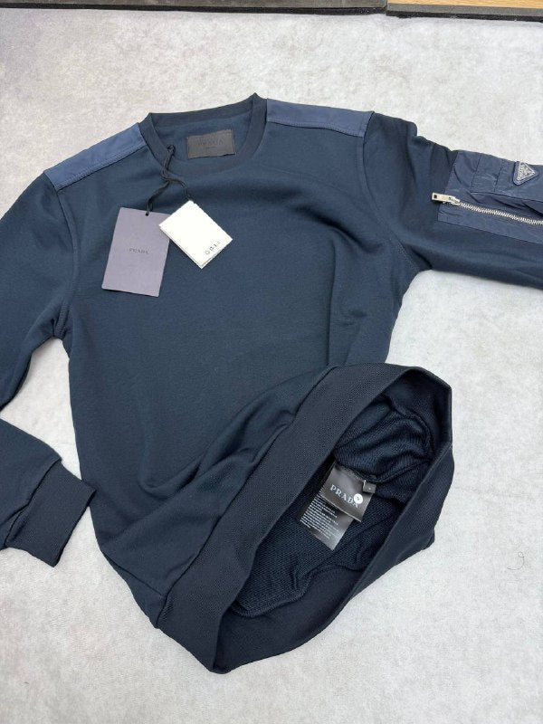 Prada Cotton Fleece And Re-nylon Men's Women's Jumper in 2 Colors Reps UK Best Quality AAA Replica