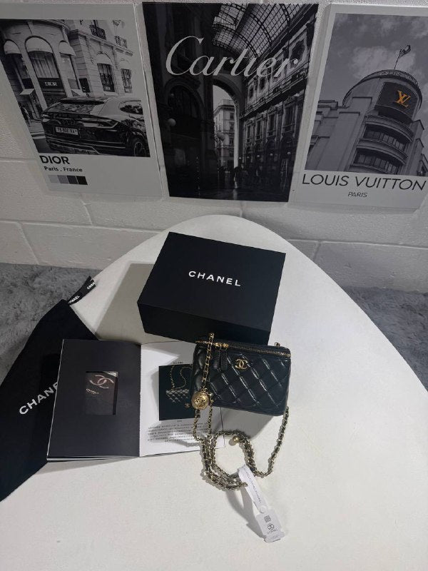 Chanel Vanity Leather Women's Hand Bag Black Reps Sale UK Best Quality AAA Replica