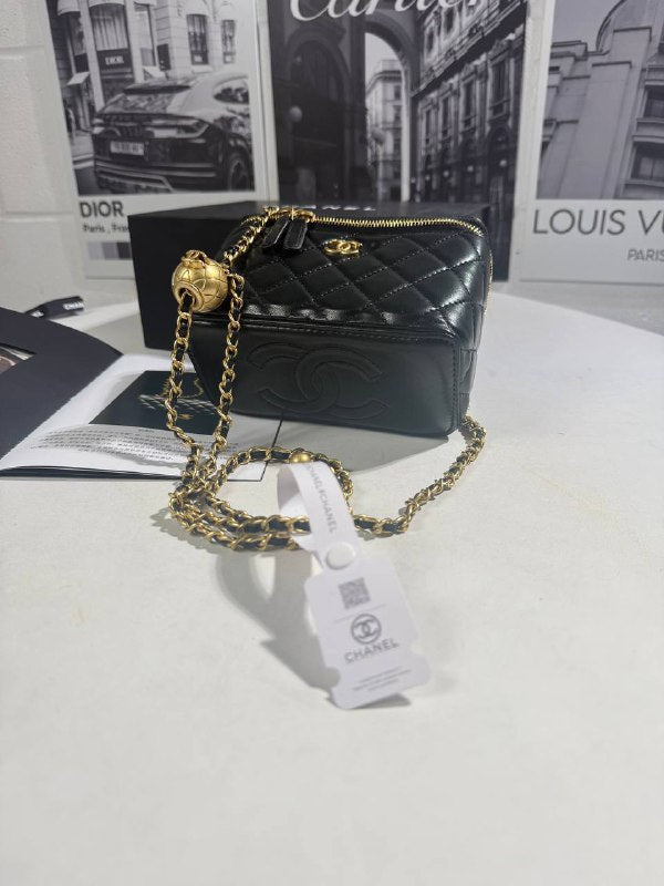 Chanel Vanity Leather Women's Hand Bag Black Reps Sale UK Best Quality AAA Replica