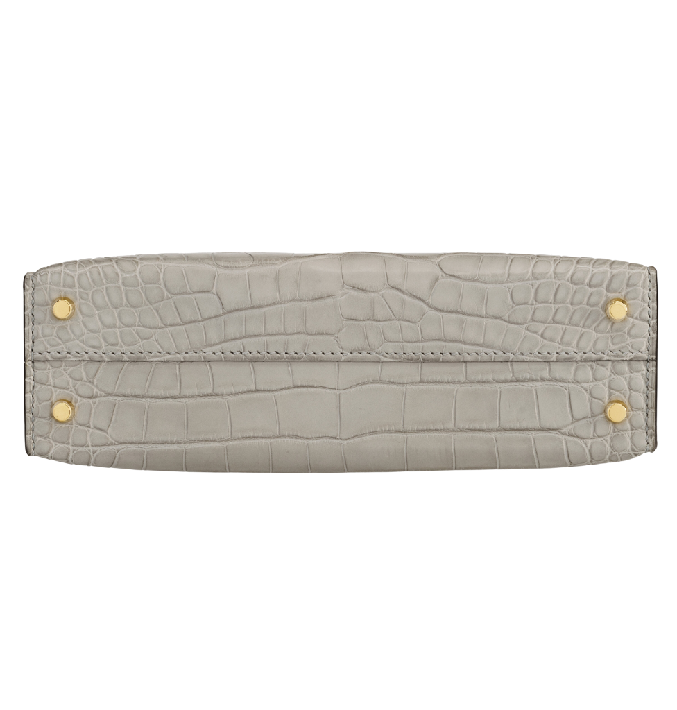 Hermès Kelly Mini 20 Gris Perle Jaune Citron Matte Alligator GHW HSS Bag Crowned Bag