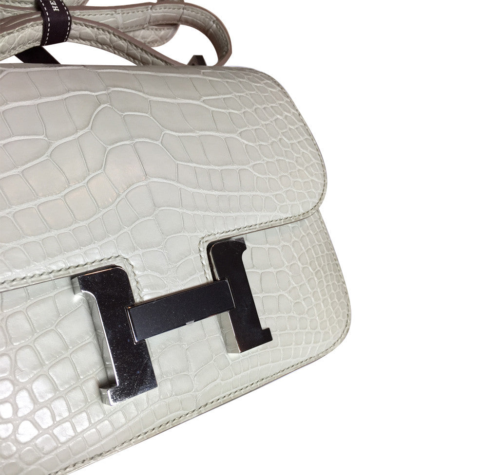 Hermes Constance 18 Bag Beton Alligator PHW Crowned Bag