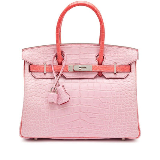 5P Bubblegum Pink and Bougainvillea Matte Alligator HSS Birkin 30 Palladium Hardware, 2011 - Crowned Bag