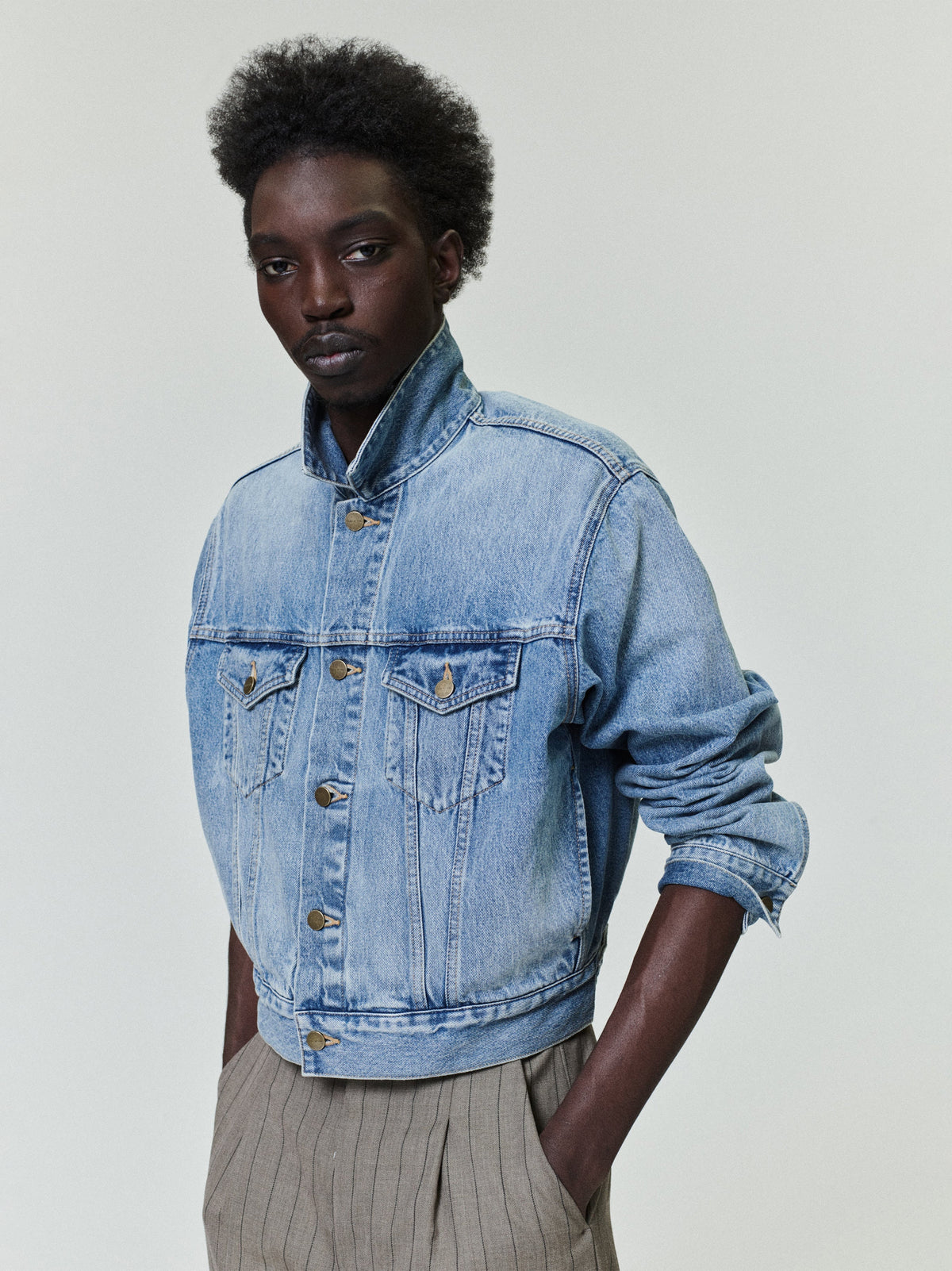 Fear of God Essentials Denim Trucker Jacket Light Indigo BagAg