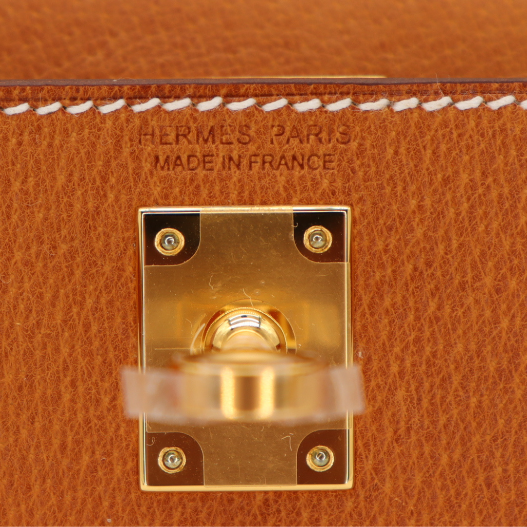 Hermès Mini Kelly II Sellier Toffee Porc Leather Gold Hardware Crowned Bag