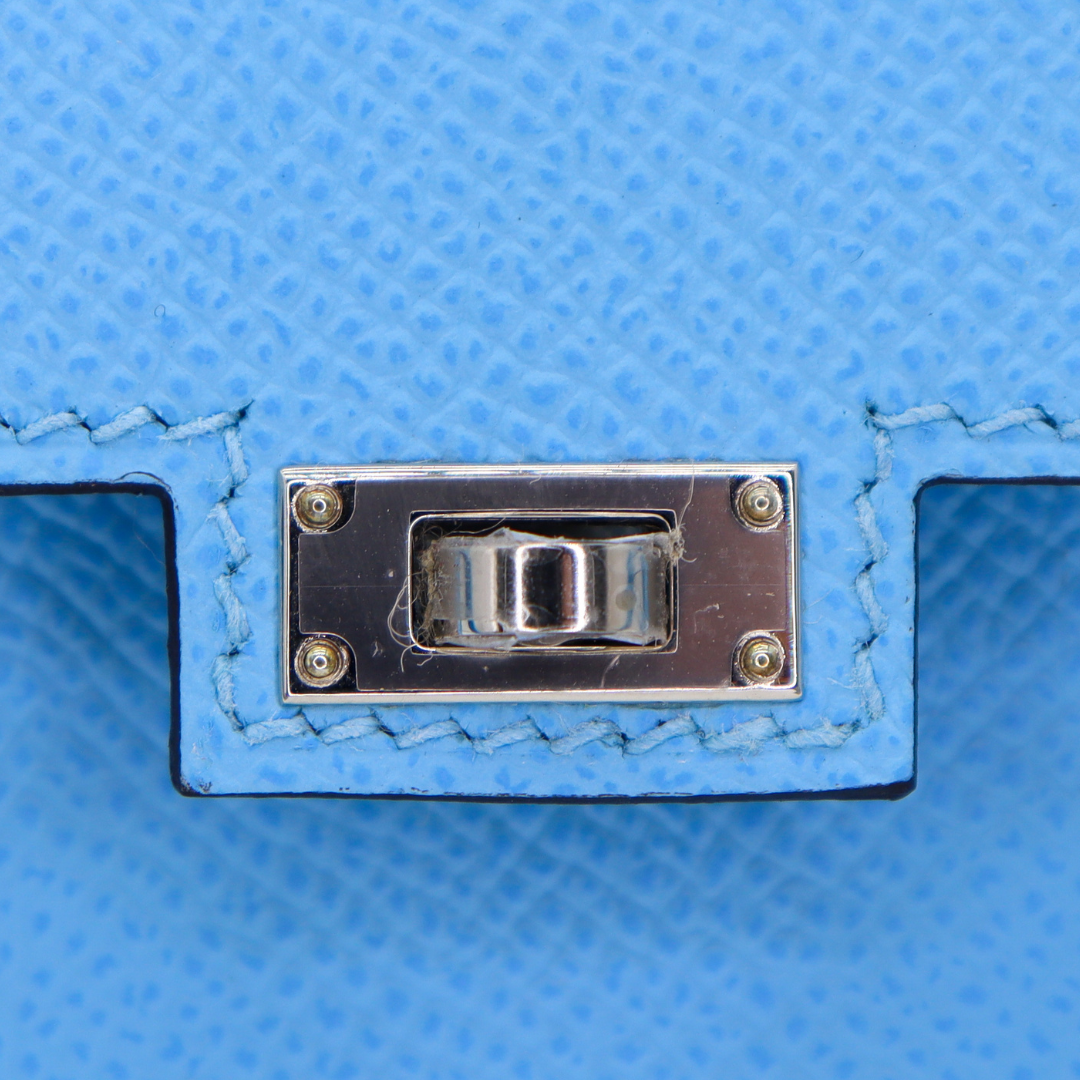 Hermès Kelly Doll Picto Celeste Epsom Leather Palladium Hardware Crowned Bag