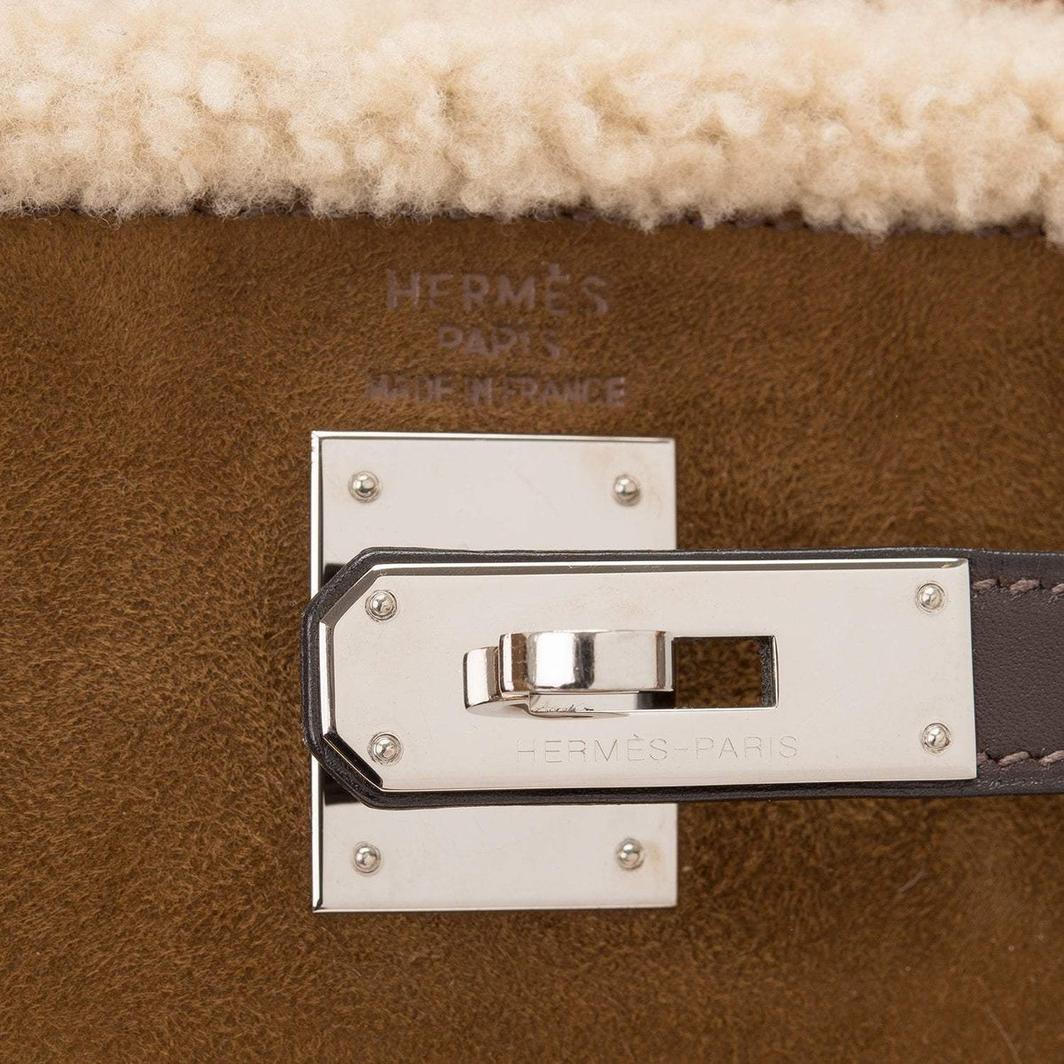 Hermes Teddy Shearling Kelly 35cm Palladium Hardware Hermes