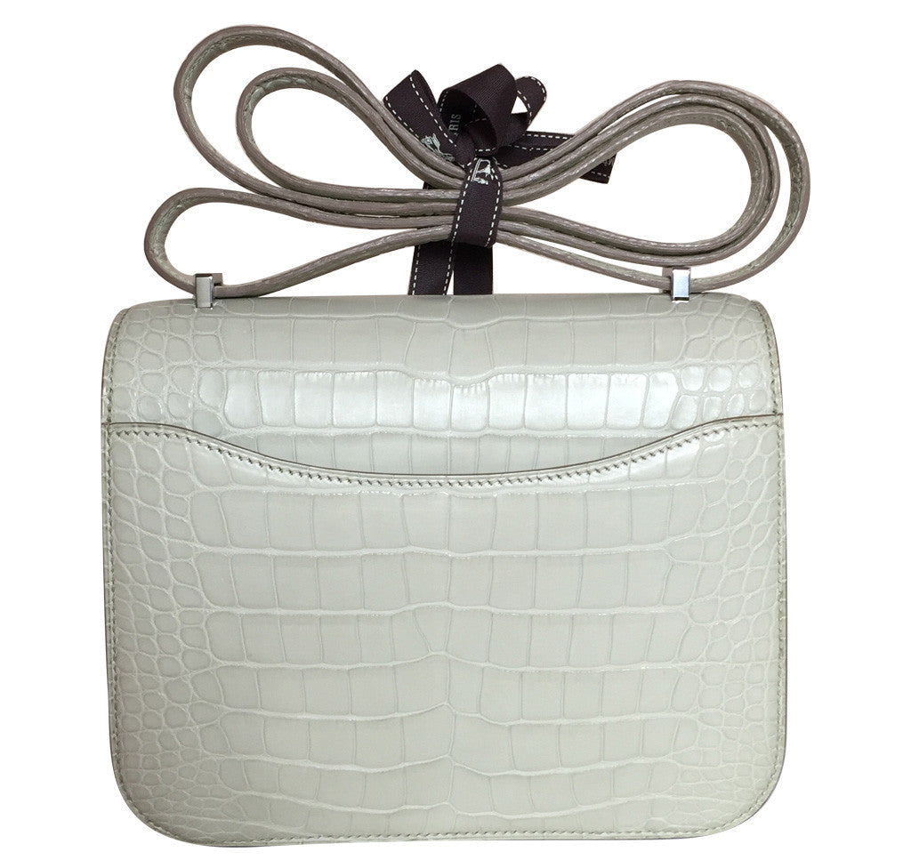 Hermes Constance 18 Bag Beton Alligator PHW Crowned Bag