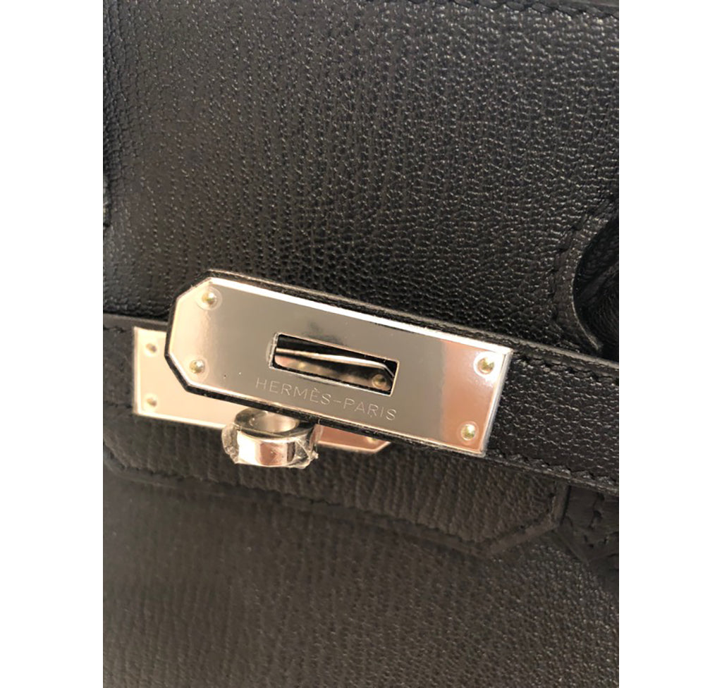 Hermès Birkin 30 Special Order Black/Gris Chevre PHW Crowned Bag