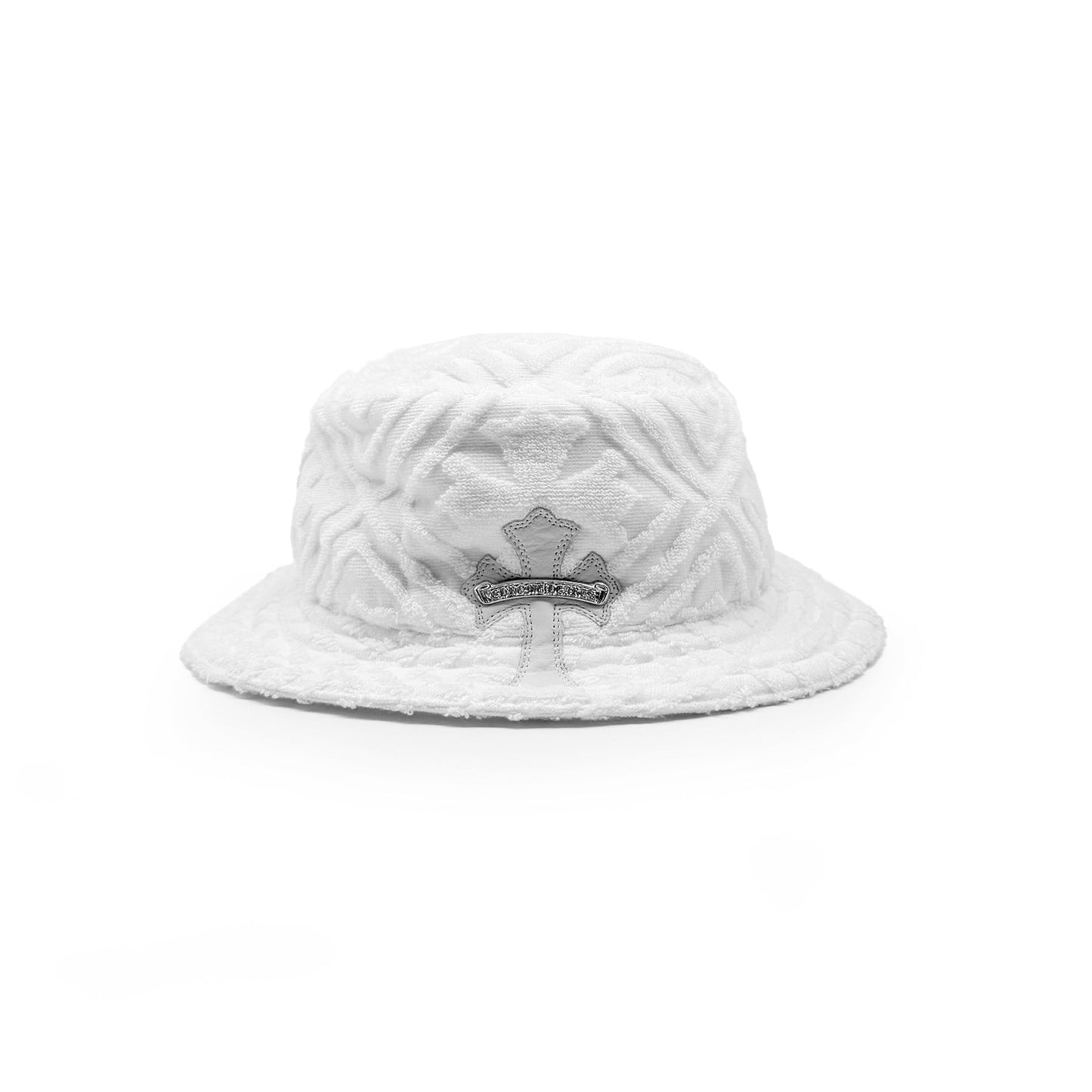 Chrome Hearts Cross Leather Patch Terry Fabric Hat in White