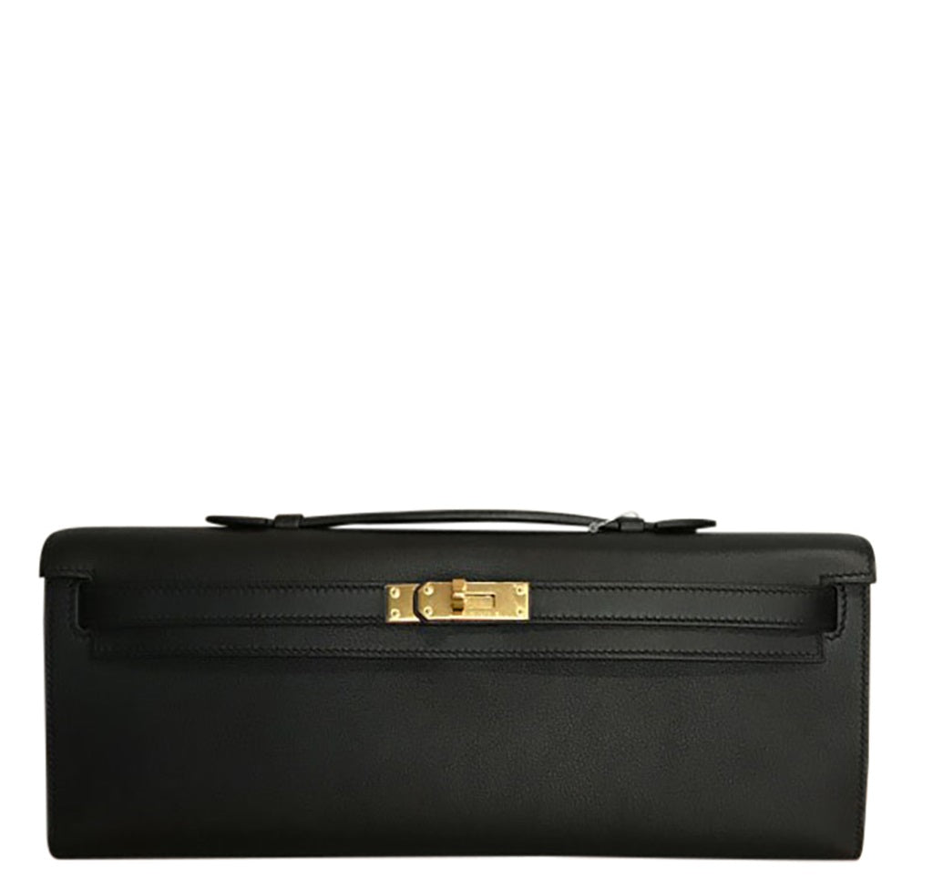 Hermès Kelly Cut Bag Noir Swift GHW Crowned Bag