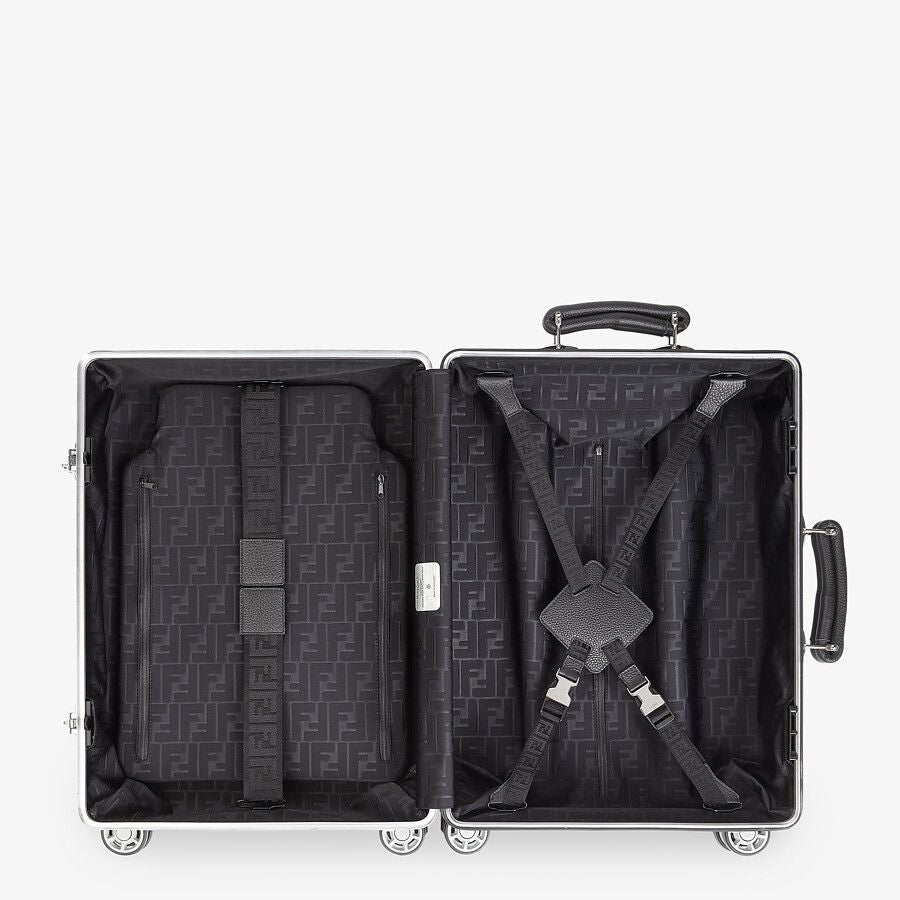 Fendi Aluminum Trolley Case With Leather Details Fendi
