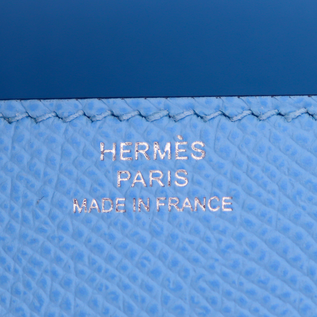 Hermès Kelly Doll Picto Celeste Epsom Leather Palladium Hardware Crowned Bag