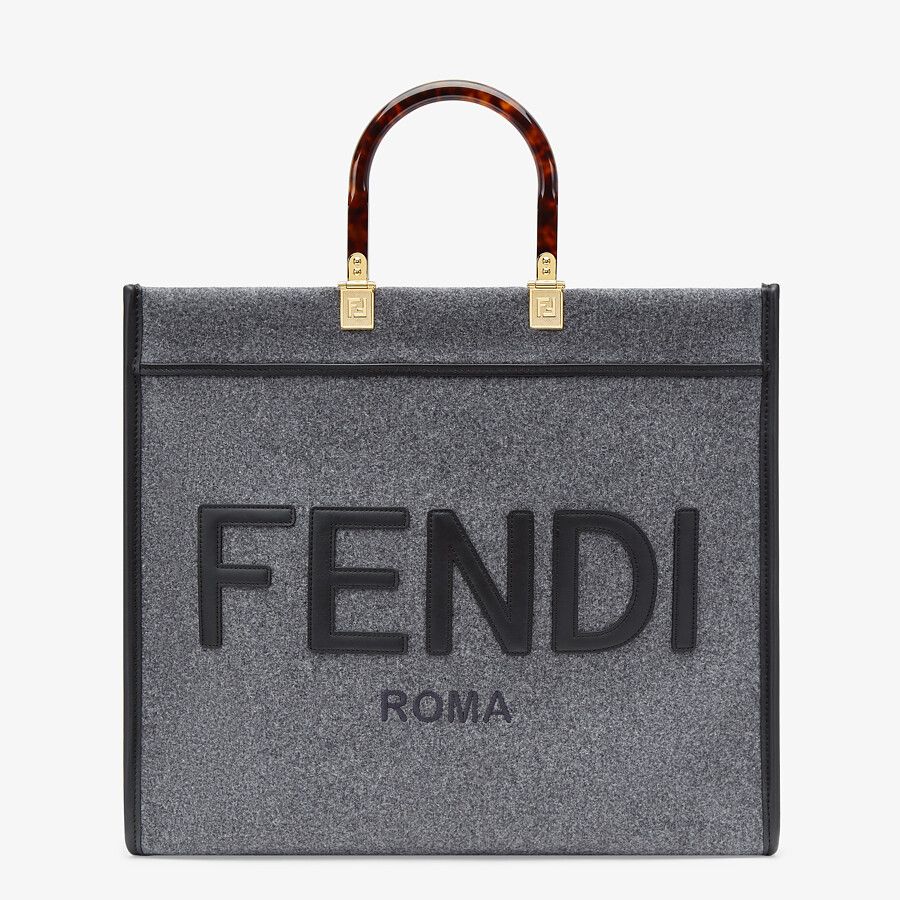 Fendi Large Gray Flannel Shopper Fendi