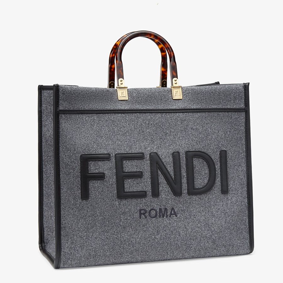 Fendi Large Gray Flannel Shopper Fendi