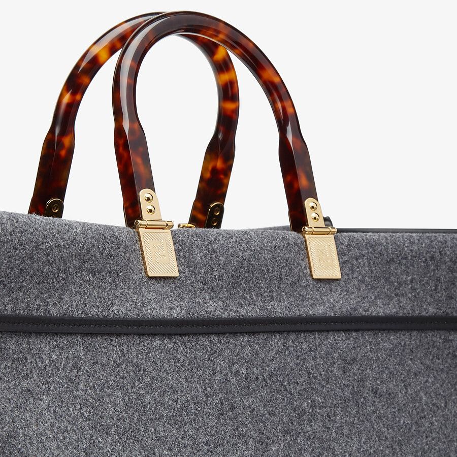 Fendi Large Gray Flannel Shopper Fendi