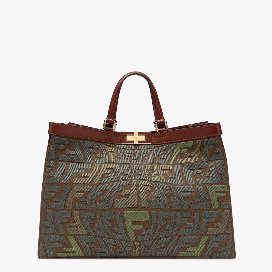 Fendi Embroidered Green Canvas Bag Fendi