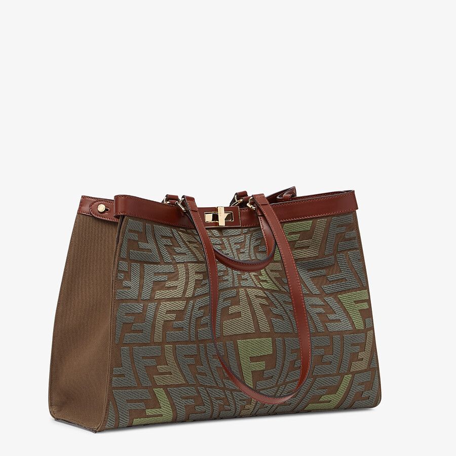 Fendi Embroidered Green Canvas Bag Fendi