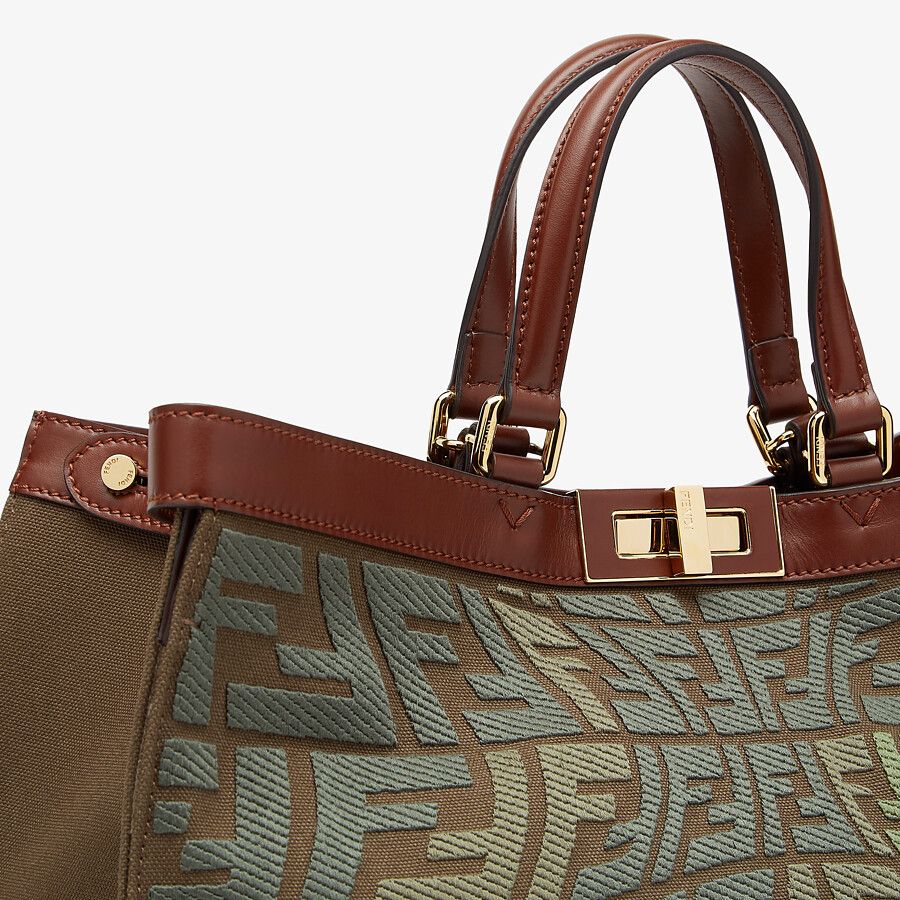 Fendi Embroidered Green Canvas Bag Fendi
