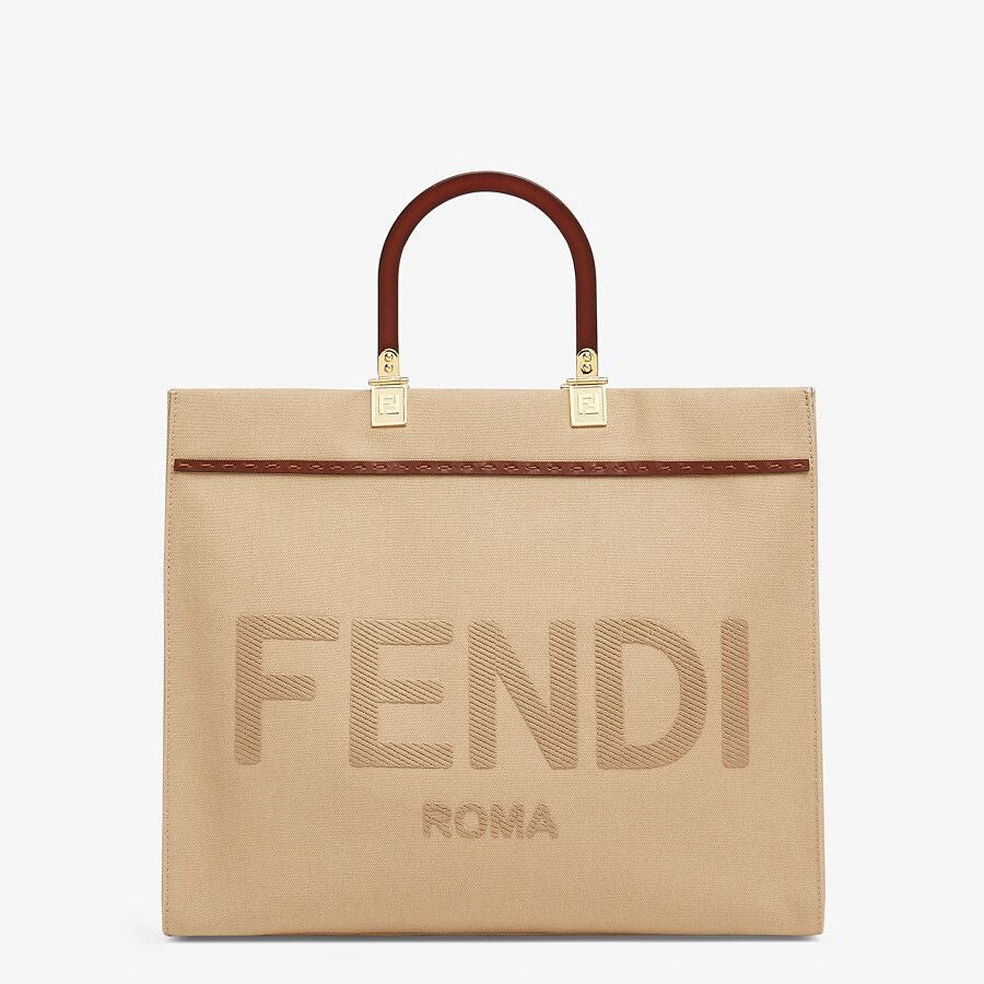 Fendi Sunshine Medium Beige Canvas Bag Fendi