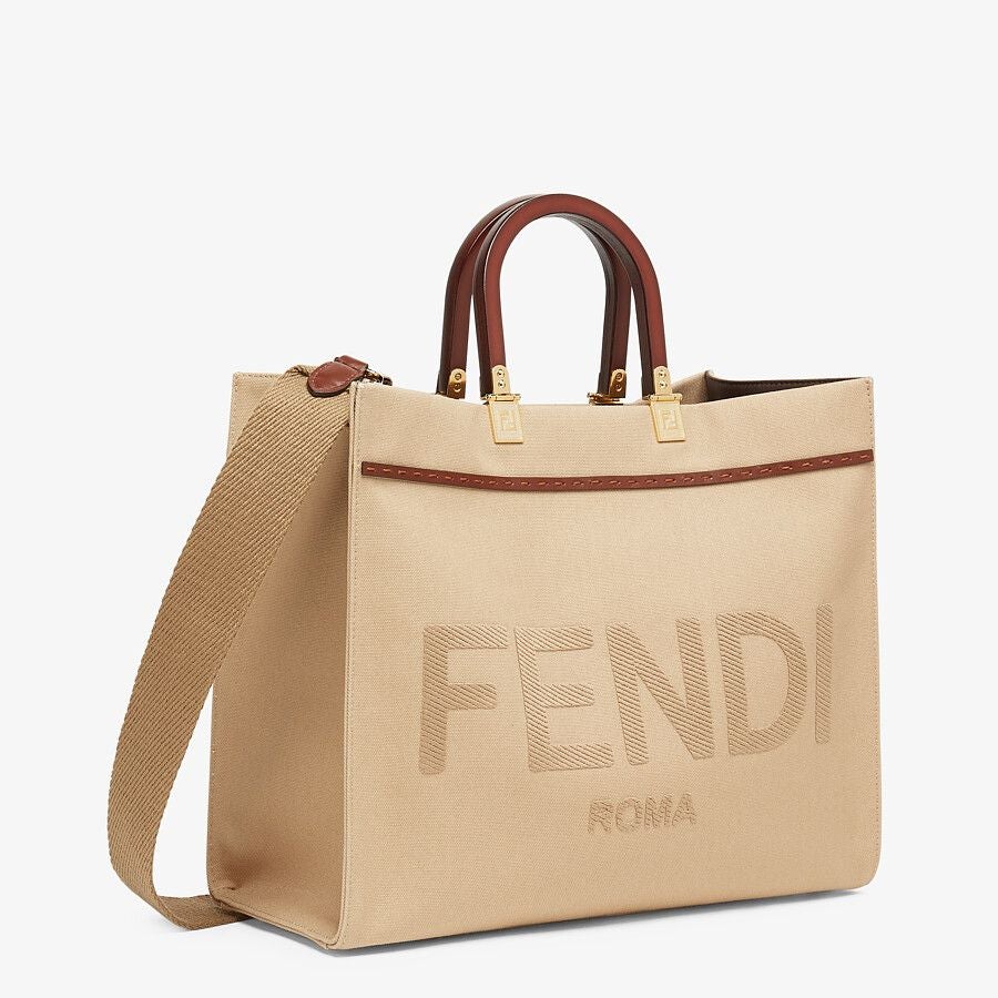 Fendi Sunshine Medium Beige Canvas Bag Fendi