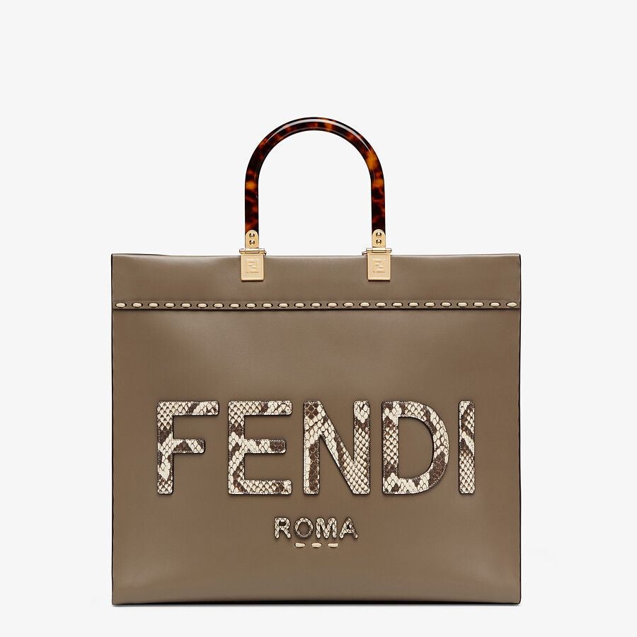 Fendi Sunshine Leather and Elaphe Shopper Fendi