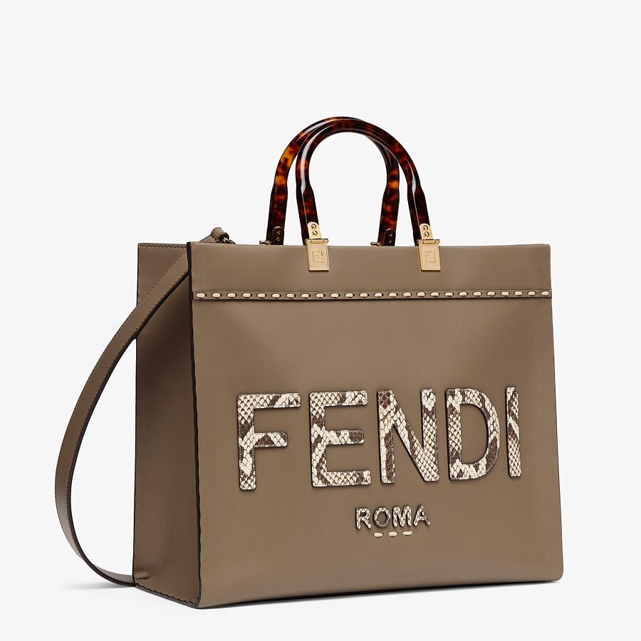 Fendi Sunshine Leather and Elaphe Shopper Fendi
