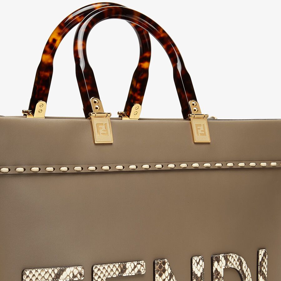 Fendi Sunshine Leather and Elaphe Shopper Fendi