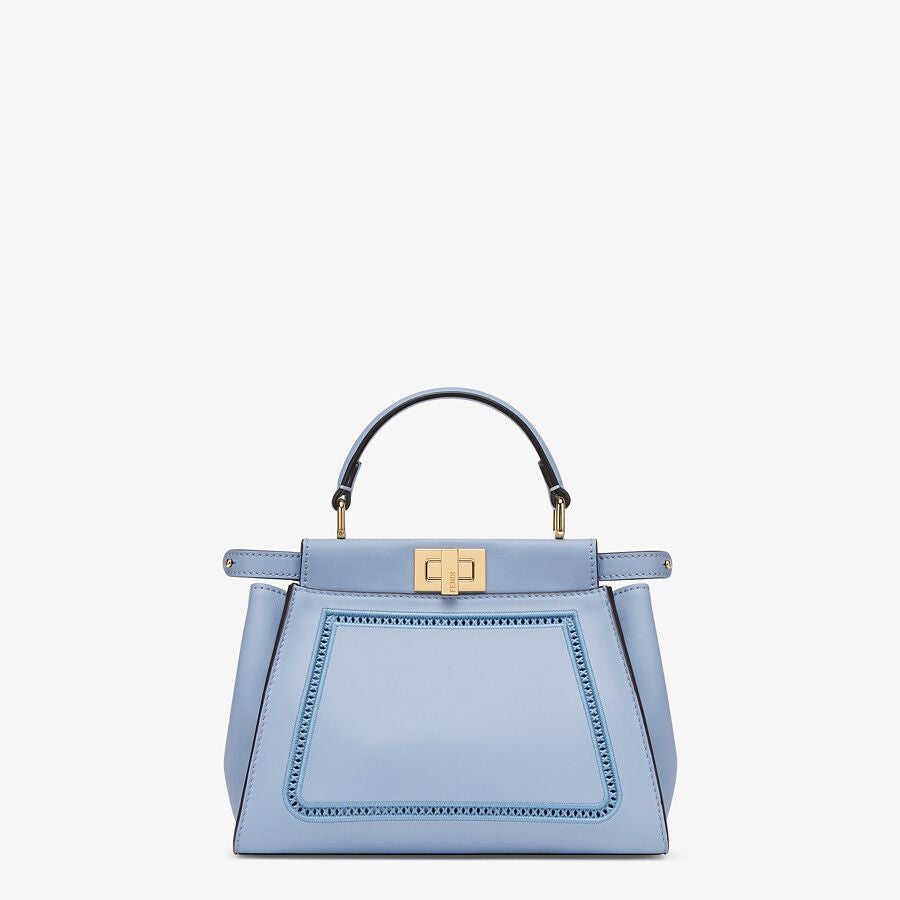 Fendi Mini Light Blue Leather Bag With Embroidery Fendi