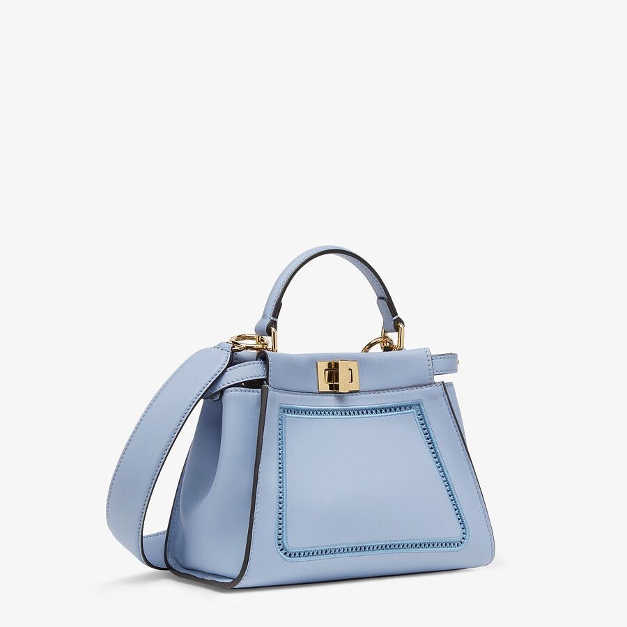 Fendi Mini Light Blue Leather Bag With Embroidery Fendi