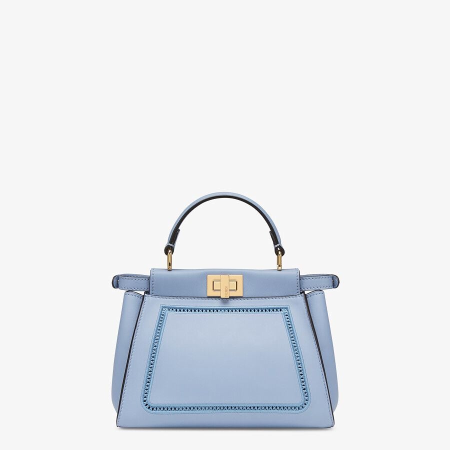 Fendi Mini Light Blue Leather Bag With Embroidery Fendi