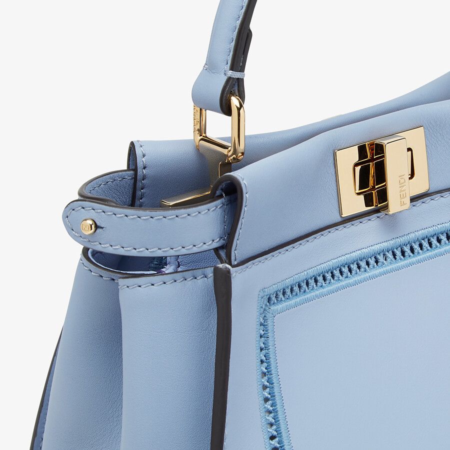 Fendi Mini Light Blue Leather Bag With Embroidery Fendi
