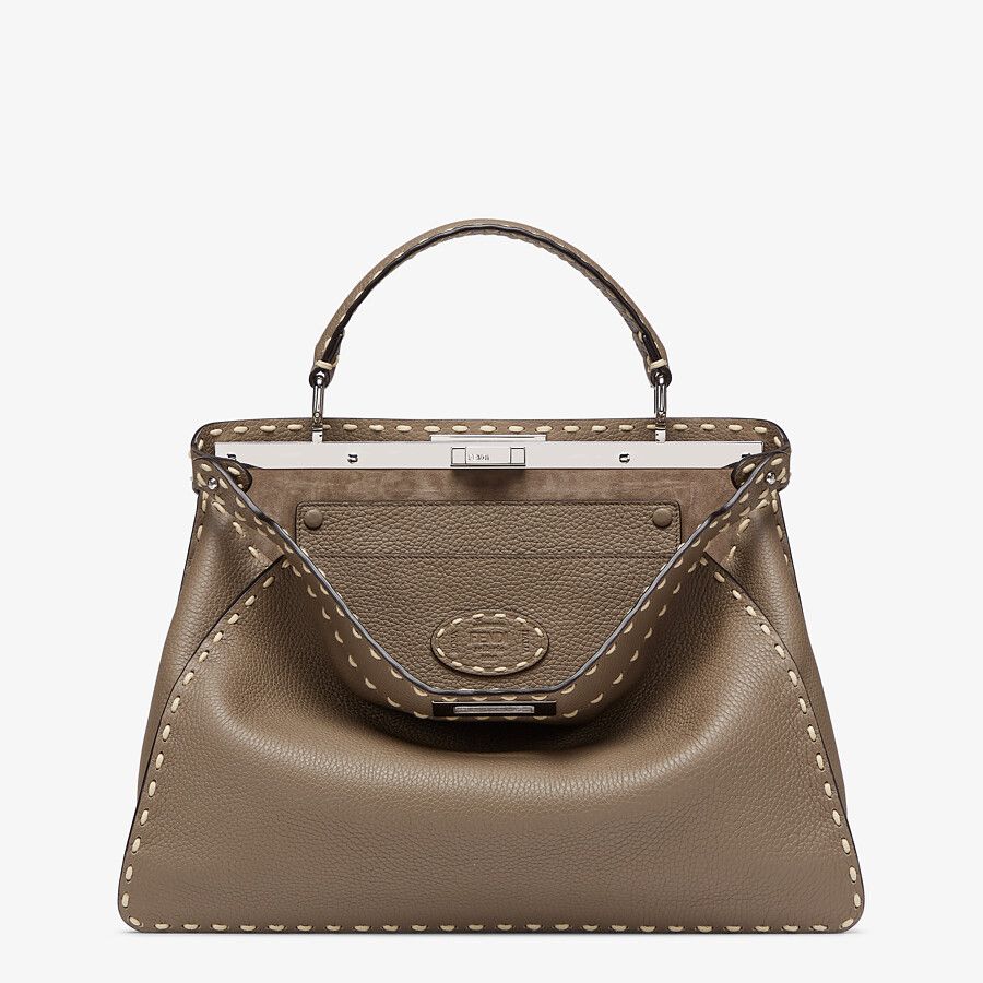 Fendi Large Gray Leather Bag Fendi