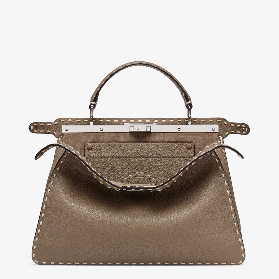 Fendi Large Gray Leather Bag Fendi