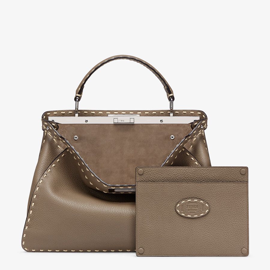 Fendi Large Gray Leather Bag Fendi