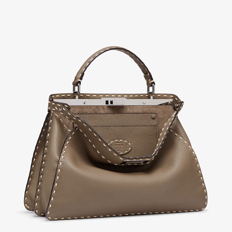 Fendi Large Gray Leather Bag Fendi
