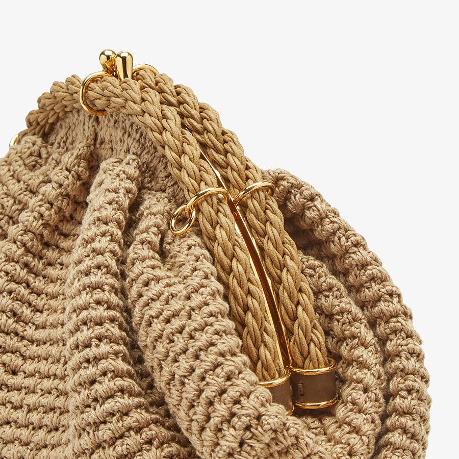 Fendi Beige Cotton-crochet Pochette Fendi