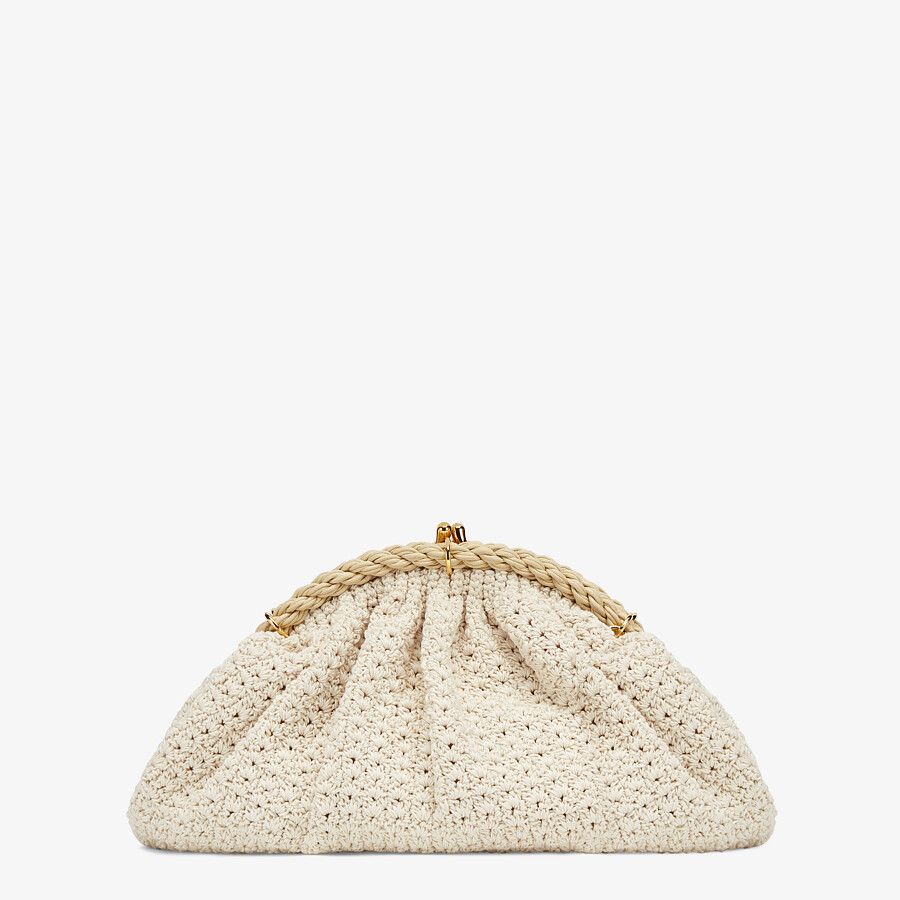 Fendi White Cotton-crochet Pochette Fendi