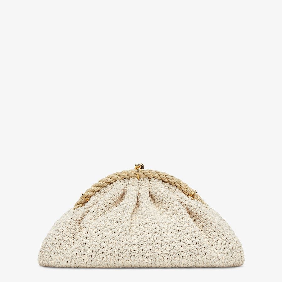 Fendi White Cotton-crochet Pochette Fendi