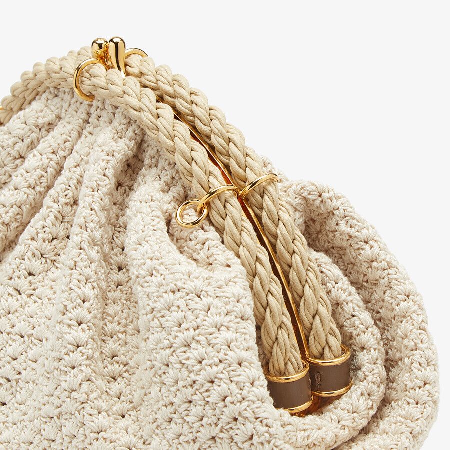Fendi White Cotton-crochet Pochette Fendi
